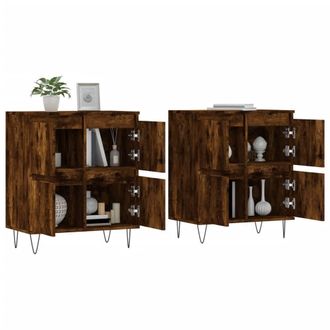Berkfield Home Sideboards 2 pcs Smoked Oak Engineered Wood in Brown