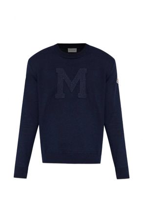 Moncler M LOGO CREWNECK SWEATER Size: XL, colour: NAVY