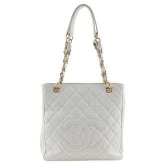 Chanel White Caviar Leather Shoulder Bag Tote Bag (Pre-Owned)