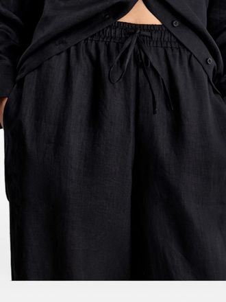 12 Storeez Pantaloni in lino con coulisse - Nero