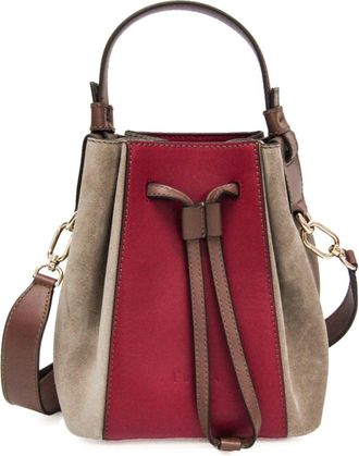Furla Leather Suede Handbag Shoulder Bag (Pre-Owned)