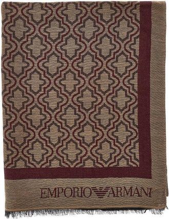Emporio Armani Viscose and modal scarf with jacquard motif Man One Size