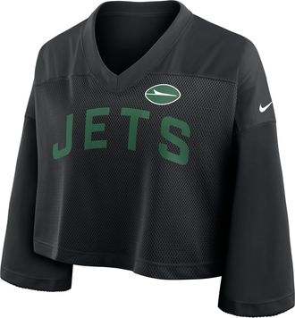 Nike New York Jets Wide Receiver Nike Womens Dri-FIT NFL Cropped Jersey in Black | 03O300A72-5HX