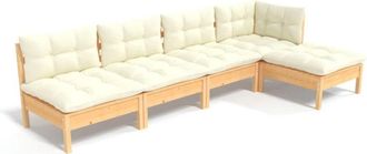 vidaXL Muebles De Jard&iacute;n 5 Piezas Cojines Madera De Pino Crema Vidaxl