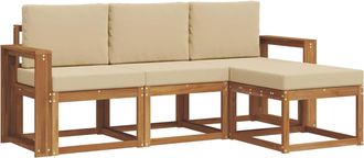 vidaXL Conjunto De Sof&aacute;s De Exterior 4 Uds. Natural Y Beige Vidaxl