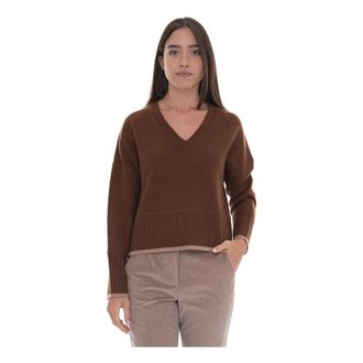 Pennyblack Biglia V-hals pullover - Dames - V-hals truien - Bruin - XL - Wol - Truien & Vesten