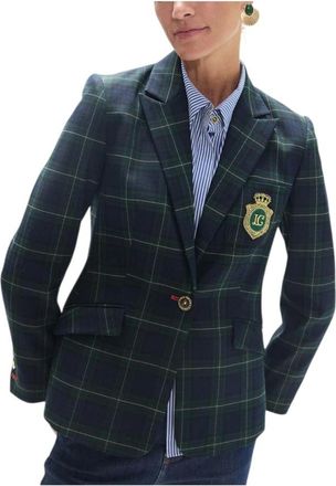 Lola Casademunt Jassen, Dames, Blauw, XL, Polyester, Tartan Check Blazer