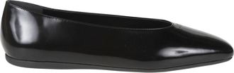 Prada Geleerde Leren Ballerinas - Dames - Ballerinas - Zwart - 38 1/2 EU - Leer - Schoenen
