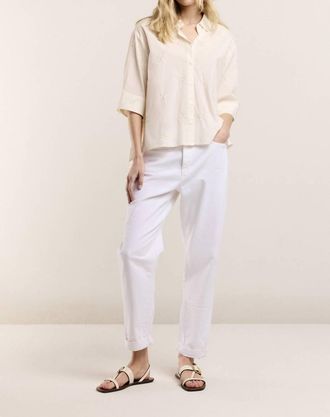 Summum Embellished Cotton Blouse In Ivory