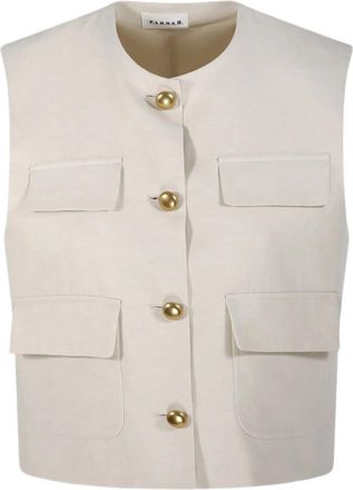 P.A.R.O.S.H. Linen-Blend Gilet With Gold-Tone Buttons And Flap Pockets