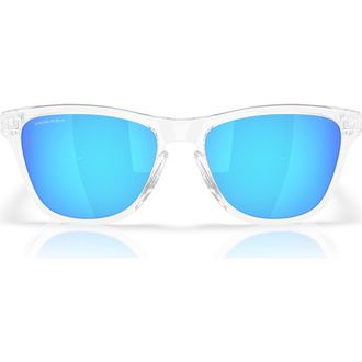 Oakley Prizm Sapphire 53mm Round Sunglasses in Polished Clear /Sapphire at Nordstrom