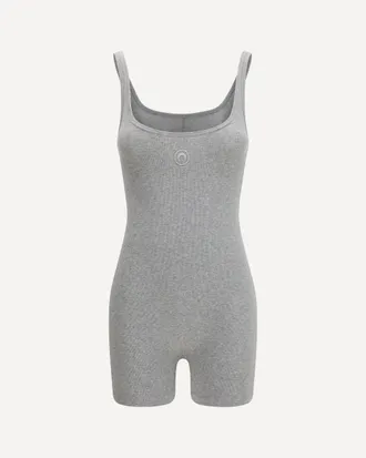 Marine Serre Catsuit corto in jersey a costine con logo Moon Woman M