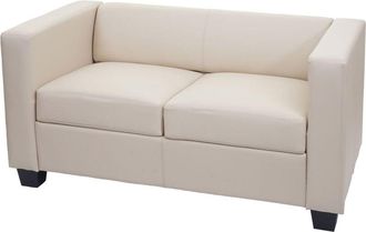 Hhg Non utilizzato] Divano sofa 2 posti lounge moderno elegante serie Lille M65 75x137x70cm ecopelle avorio