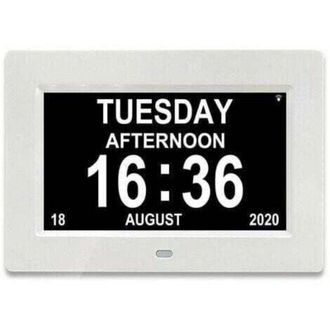 OEM Reloj Digital Lcd Con Calendario, Fecha, D&iacute;a Y Hora. Reloj Para Personas Mayores Con Alzheimer. Ideal Para Padres (blanco)