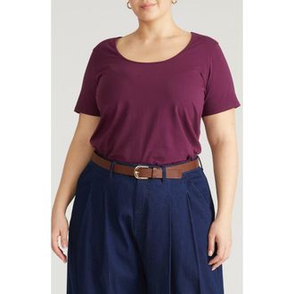 Universal Standard Cool Stretch Cotton Jersey T-Shirt in Gamay Burgundy at Nordstrom, Size 4Xl