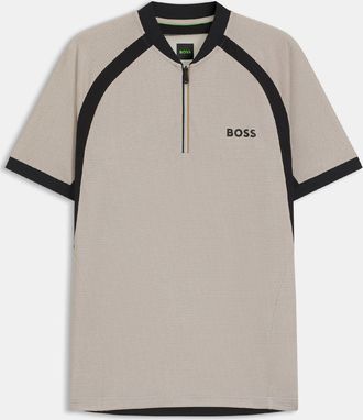 HUGO BOSS Herenpolo van Boss PL_TOC Matchball met ritssluiting en mesh-details in wit