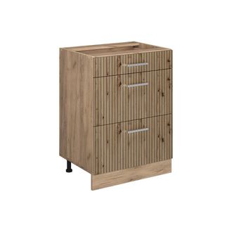 Vicco Mueble Bajo De Cocina R-line, Roble Artesanal, 60 Cm Con Cajones, Sin Encimera Vicco