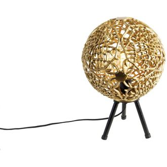 QAZQA Art Deco Table Lamp Tripod Gold with Black - Maro