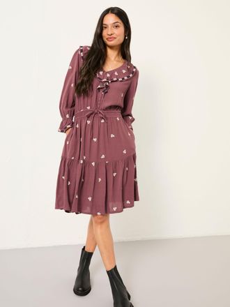Fat Face FatFace Orla Dusky Purple Petite Embroidered Dress