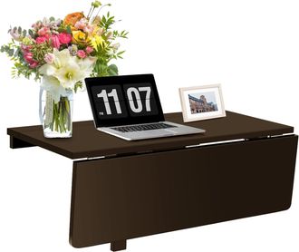 Costway Costway - Mesa De Pared Plegable De 80 Cm X 60 Cm, Escritorio Flotante Para Espacios Peque&ntilde;os, Estaci&oacute;n De Trabajo Plegable Para Cocina, Dormitorio, L