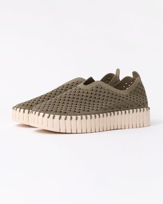 Ilse Jacobsen Womens Tulip Platform Shoes in Sage Green Nylon - Size UK 8