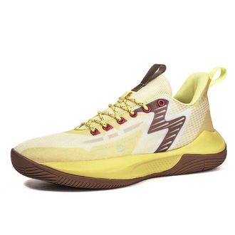 Generic Mens Basketball Shoes Lightweight Rebound Cushioning Wear-Resistant Anti Slip Sports Leisure Boots Walking Shoes(Yellow,5.5 UK)