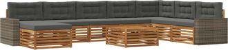 vidaXL Conjunto De Sof&aacute;s De Exterior 9 Uds. Natural Y Antracita Vidaxl