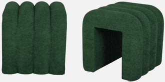 Sweeek Sweeek - Puff Contempor&aacute;neo De Tela, Set De 2, Ito, Verde Oscuro, 40x38x40 Cm