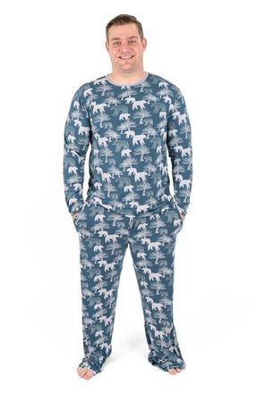 Leveret Mens Viscose Matching Family Holiday Pajamas, Reindeer & Polar Bear Prints at Nordstrom, Size Xx-Large