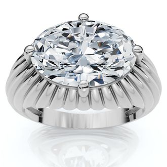 Pompeii3 Certified 3Ct Oval Diamond Pam East West Engagement Ring 14k Gold Lab Grown