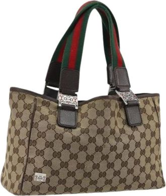 Gucci Pre-owned Handbags, female, Beige, Size: ONE SIZE Pre-owned Vintage GG Canvas Hand Bag