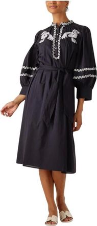 Antik Batik Kleedjes, Dames, Blauw, S, Katoen, Elegante Dali Jurk voor Vrouwen