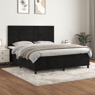 vidaXL Vidaxl - Cama Box Spring Con Colch&oacute;n Terciopelo Negro 160x200 Cm