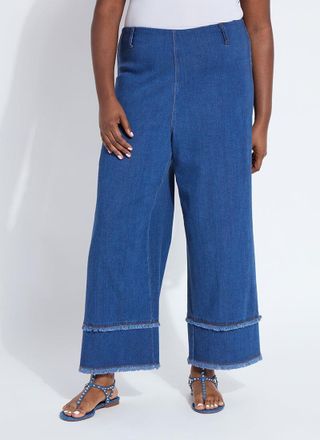 Lyss&eacute; Fringe Hi Waist Wide Leg Crop Denim (Curvy, 26 Inseam)