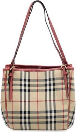 Burberry Pre-owned Shoulder Bags, female, Beige, Size: ONE SIZE Pre-owned Canvas Shoulder Bag