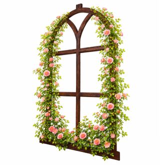 Relaxdays Relaxdays Ventana De Establo De Hierro Fundido, Marco Vintage Y Enrejado, Decoraci&oacute;n De Pared, 68x44 Cm, Marr&oacute;n