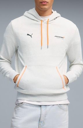 Puma McLaren Cotton Blend Graphic Hoodie in White Glow Heather at Nordstrom, Size Xx-Large
