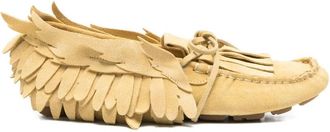 Alberta Ferretti Moccasin-Style Shoes with Layered Fringe and Bow Detail
