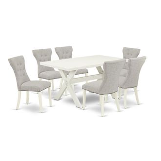 East West Furniture 7-Piece Kitchen Set - 6 Kitchen Parson Chair and a Dinner Table Hardwood Frame