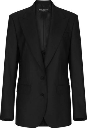 Dolce & Gabbana Zwarte Jassen met Peak Revers - Dames - Blazers - Zwart - XS - Jassen