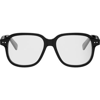 Celine 54mm Thin Geometric Optical Glasses in Shiny Black at Nordstrom