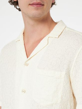 MC2 Saint Barth Man Linen Shirt Kalea With Flower Embroidery