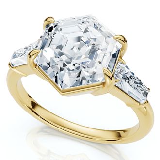 Pompeii3 Certified 3 1/2Ct Hexagon Diamond Engagement Ring 14k Gold or Platinum Lab Grown