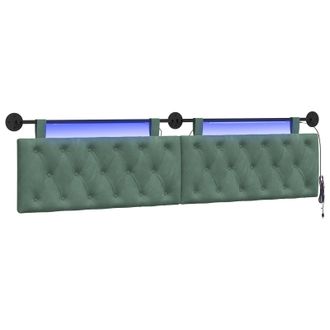 vidaXL Cabecero Colgante Con Luz Led Verde Mar Terciopelo Vidaxl