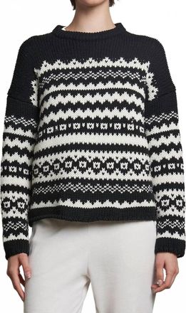 Velvet Maywood Chunky Fair Isle Sweater In Black/milk
