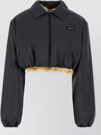 Miu Miu shearling hood nylon jacket