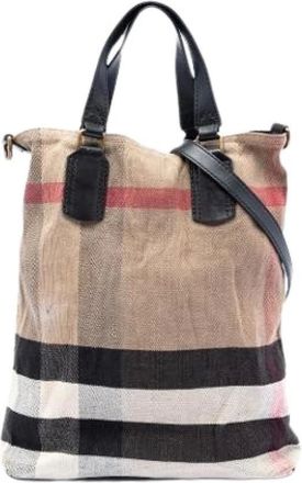 Burberry Pre-owned Tote Bags, female, Brown, Size: ONE SIZE Pre-owned Mega Check Satchel
