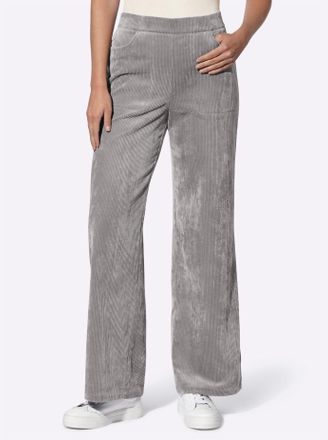 Heine Cordhose HEINE, Damen, Gr. 34, Normalgr&ouml;ssen, grau, 80% Polyester, 18% Polyamid, 2% Elasthan, unifarben, Hosen Cordhose