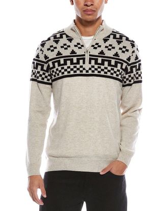 Brodie Fairisle Wool & Cashmere-Blend 1/4-Zip Mock Neck Sweater