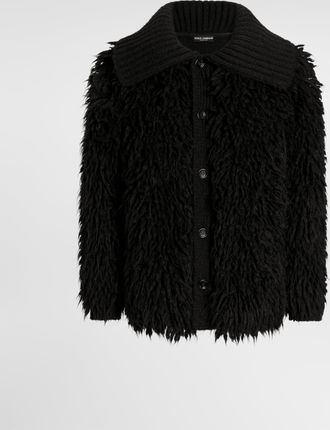 Dolce & Gabbana Fur-effect Knit Cardigan - Man Sweaters And Cardigans Black Xs